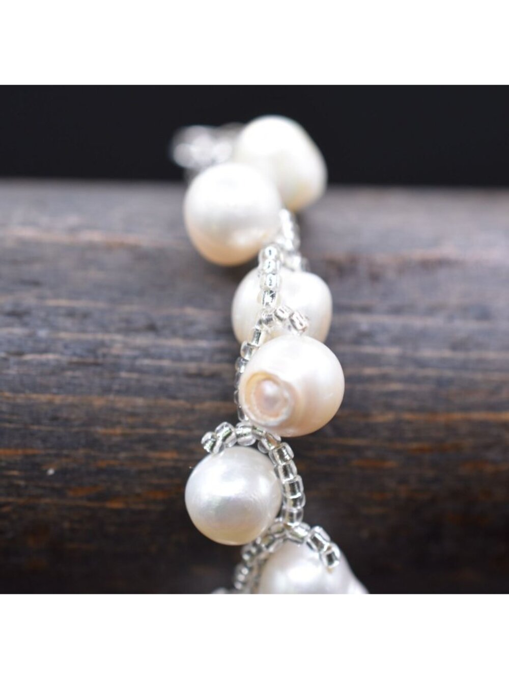 Vintage Freshwater Pearl Silver Tone Chain Bracelet With Box Clasp